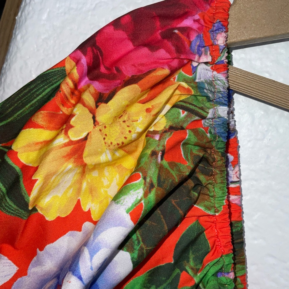 Cara Cara Orange Multicolor Floral Puff-Sleeve Mini Dress - Picture 4 of 6